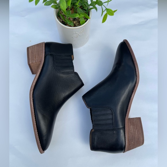 Madewell Sonia Chelsea black leather boots Truck Ankle Block Heel M3461 size 10 - Picture 3 of 10